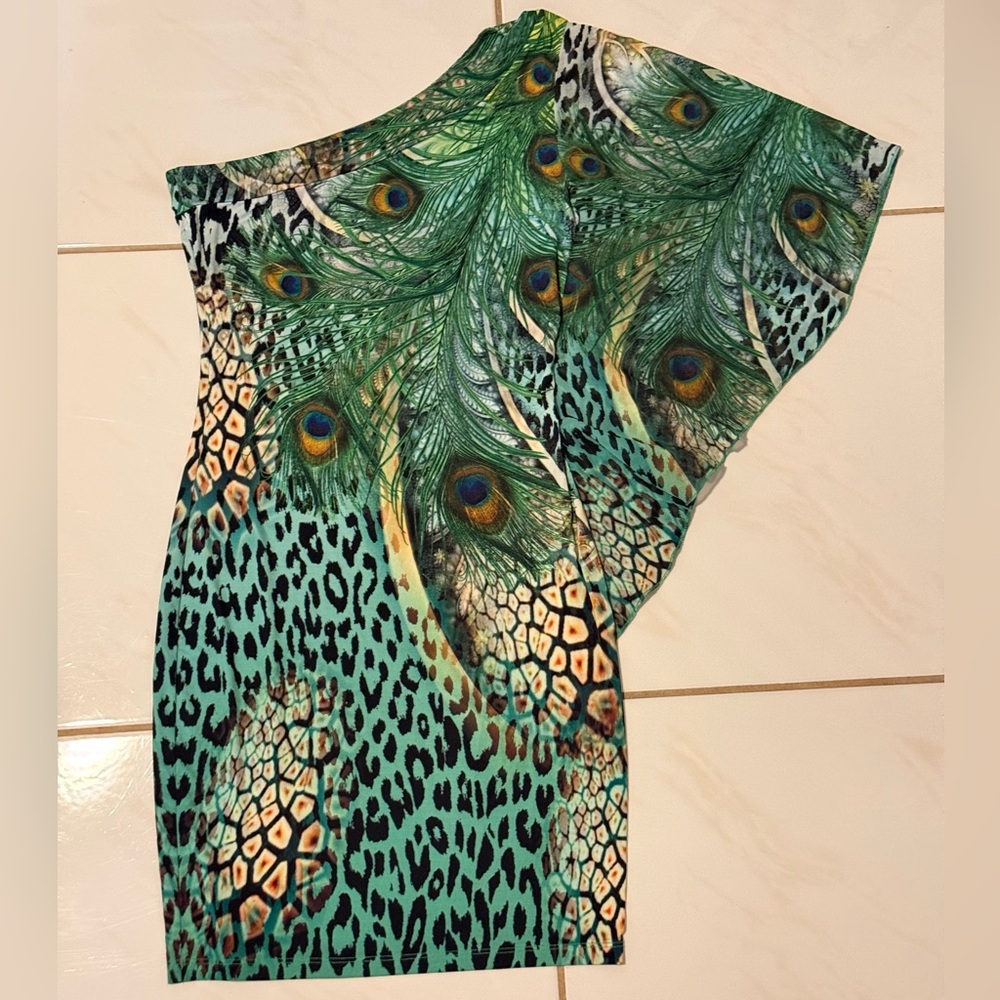 Peacock Feather Print beach Dress